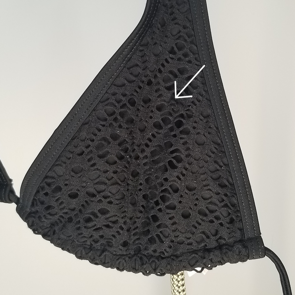Floral VS Bikini Top Black Swimwear Victoria's Secret Summer V-Neck Monochrome - Picture 6 of 10